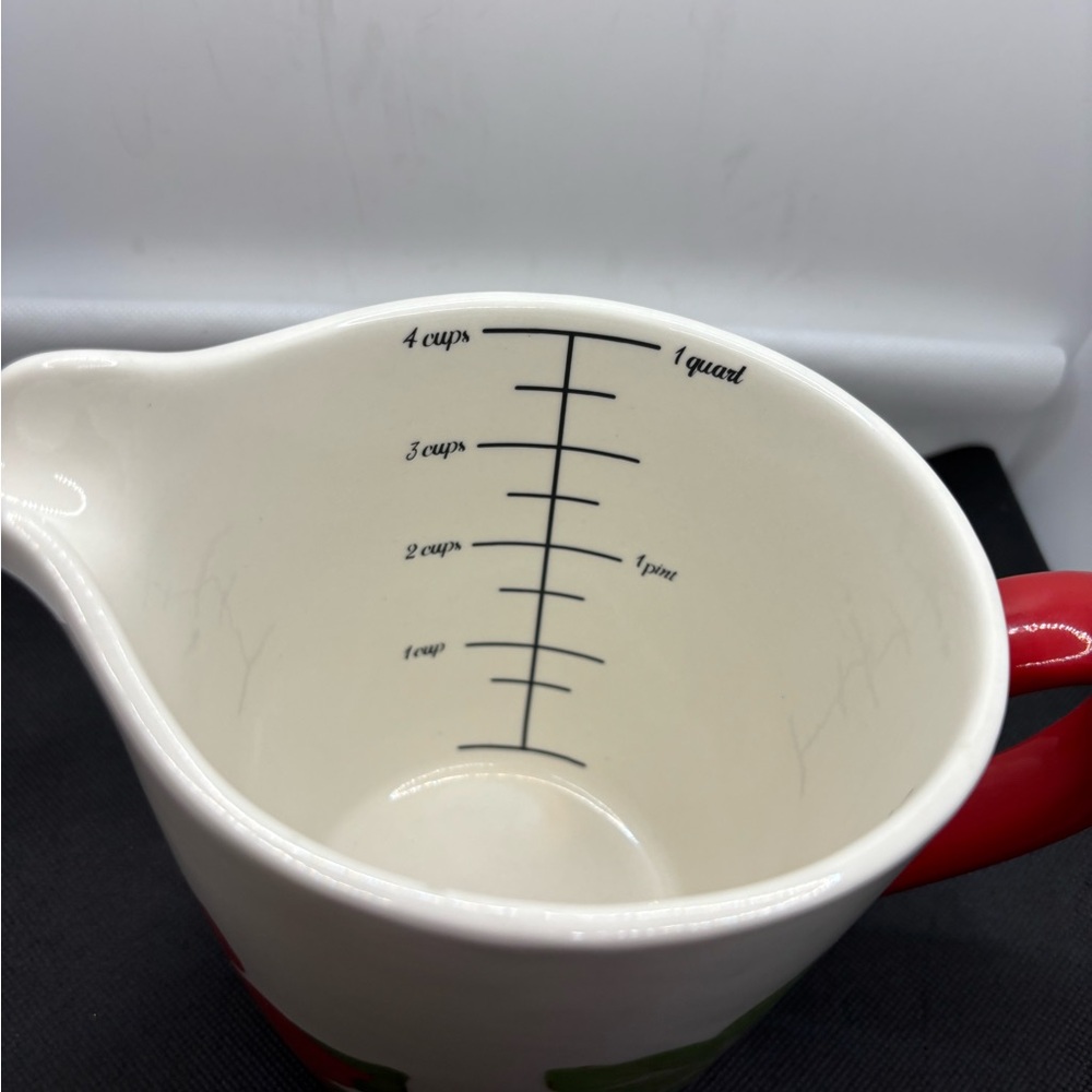 Pioneer Woman Measuring Cup Pitcher Ceramic Poinsettias “Love Beyond Measure” - Picture 8 of 9